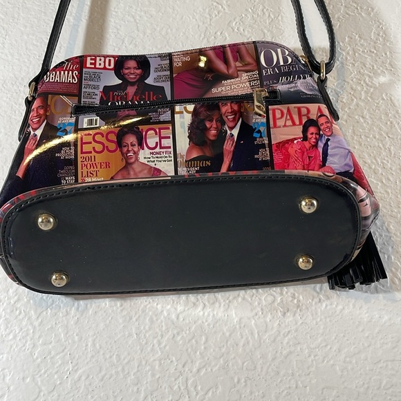 MICHELLE OBAMA Glossy Magazine Cover Lightweight Medium Dome Crossbody Bag Purse - Picture 6 of 10